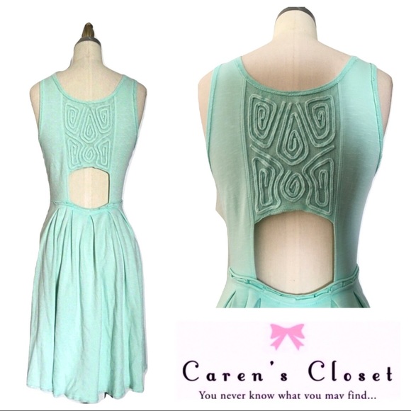 Free People Mint Green Soutache Cut Out Mini Dress - Picture 5 of 6